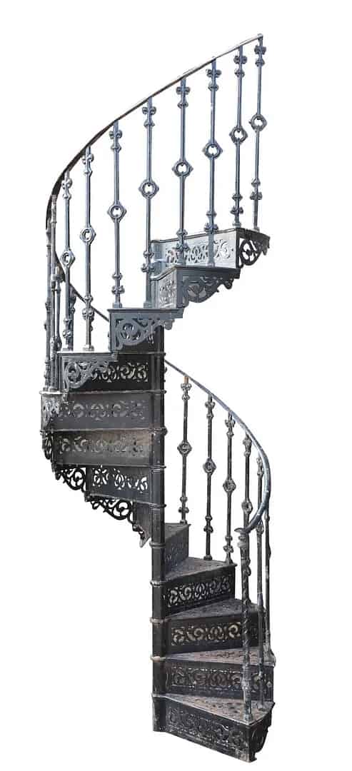 Antique Decorative Black Cast Iron Spiral Staircase
