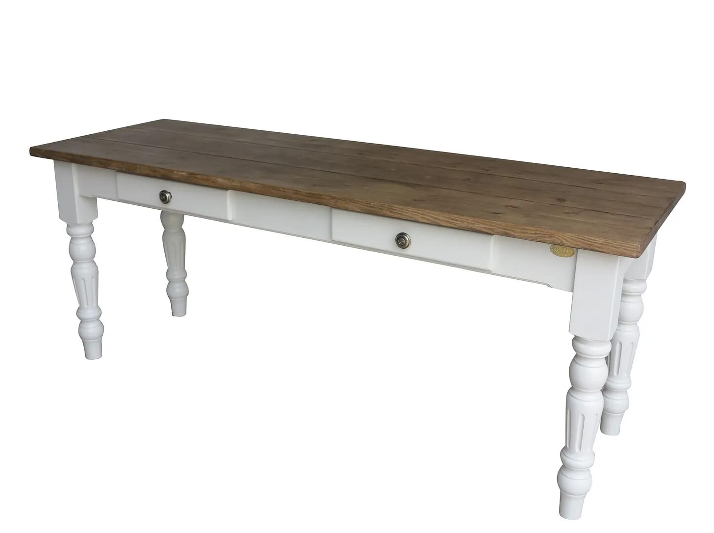 Bespoke Wooden Plank Top Table With Two Drawers - D1554