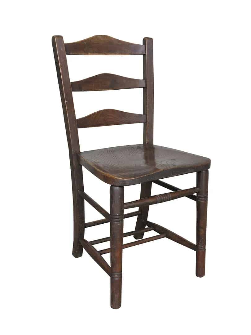 Antique Mid Victorian Dark Elm & Beech Church Chairs