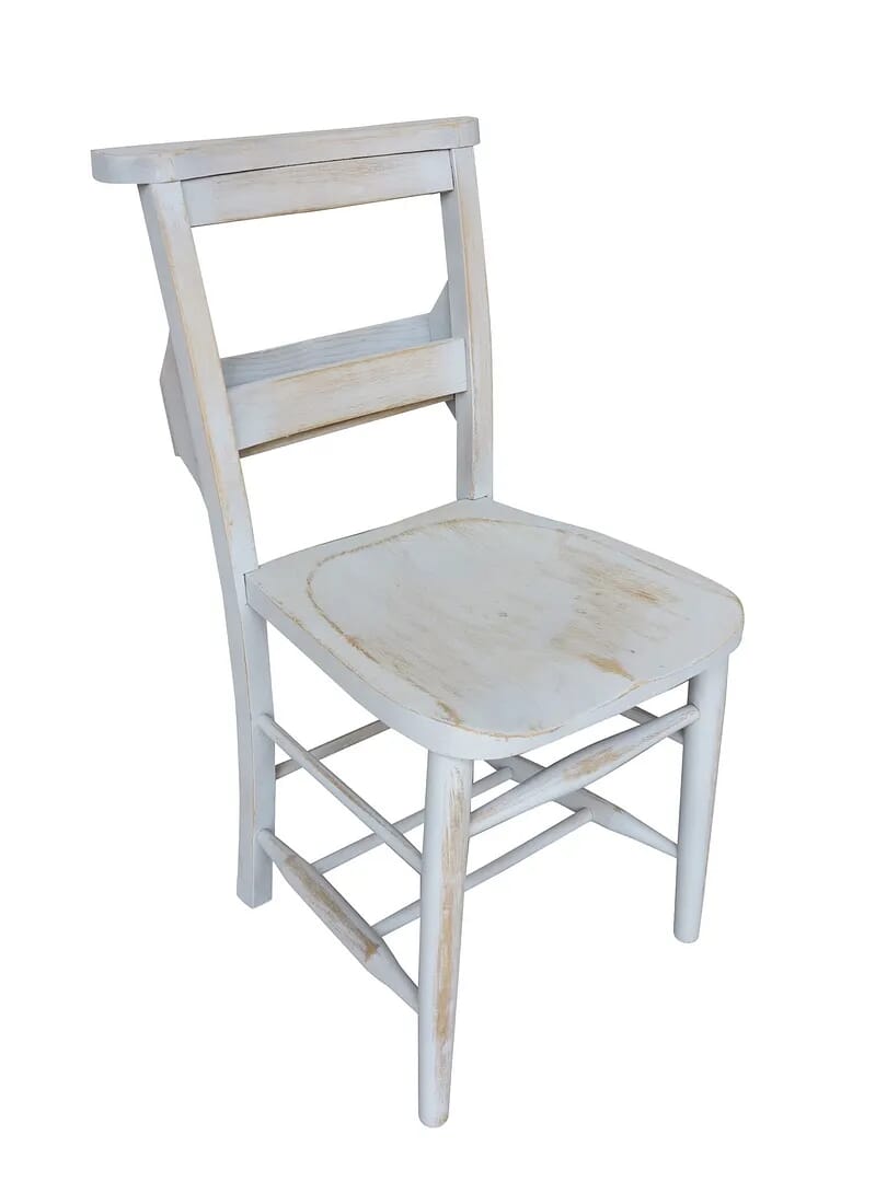 Antique Distressed Painted Church Chairs With Bible Backs - 8853c