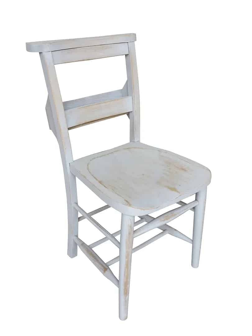 Antique Distressed Painted Church Chairs With Bible Backs