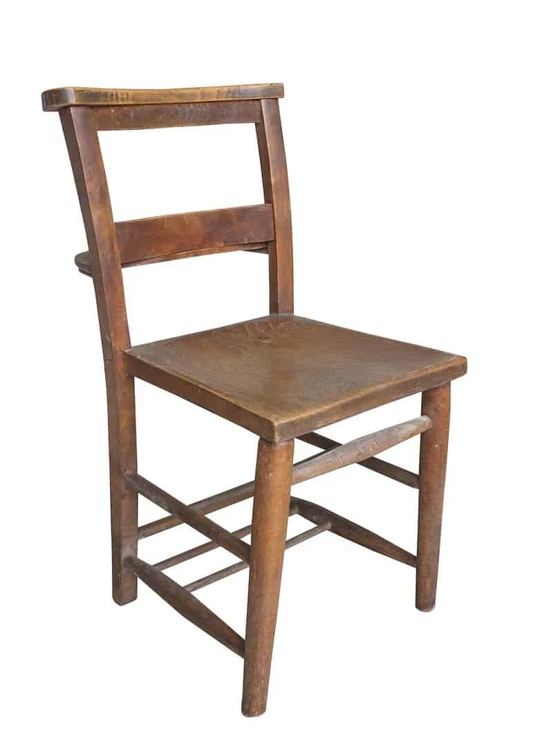 Antique Dark Church Chairs With Bible Shelves