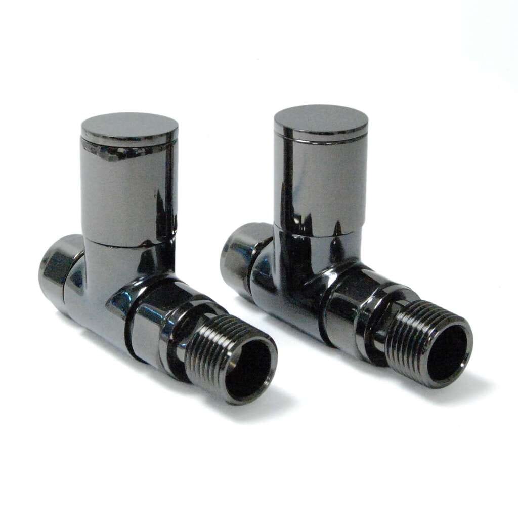 Pair of Milan Black Nickel Straight Radiator Valves - Milbnms