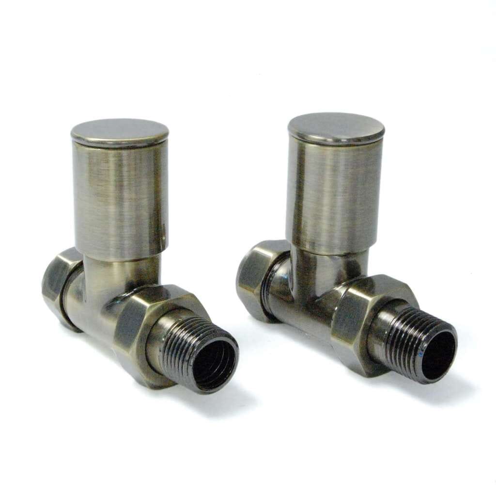 Pair of Milan Antique Brass Straight Radiator Valves - Milabms