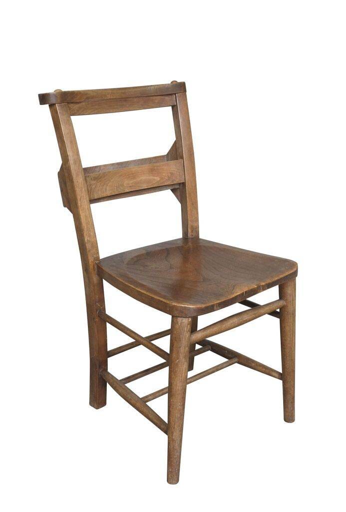 Antique Dark Elm and Beech Church Chairs With Bible Backs - 8853b