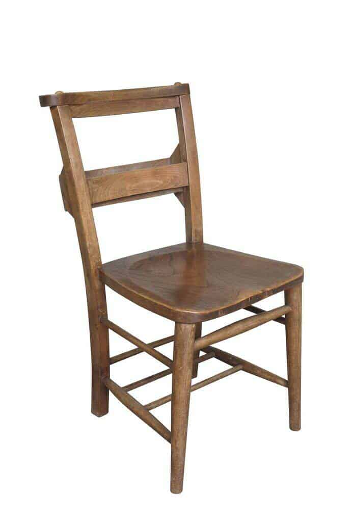 Antique Dark Elm and Beech Church Chairs With Bible Backs