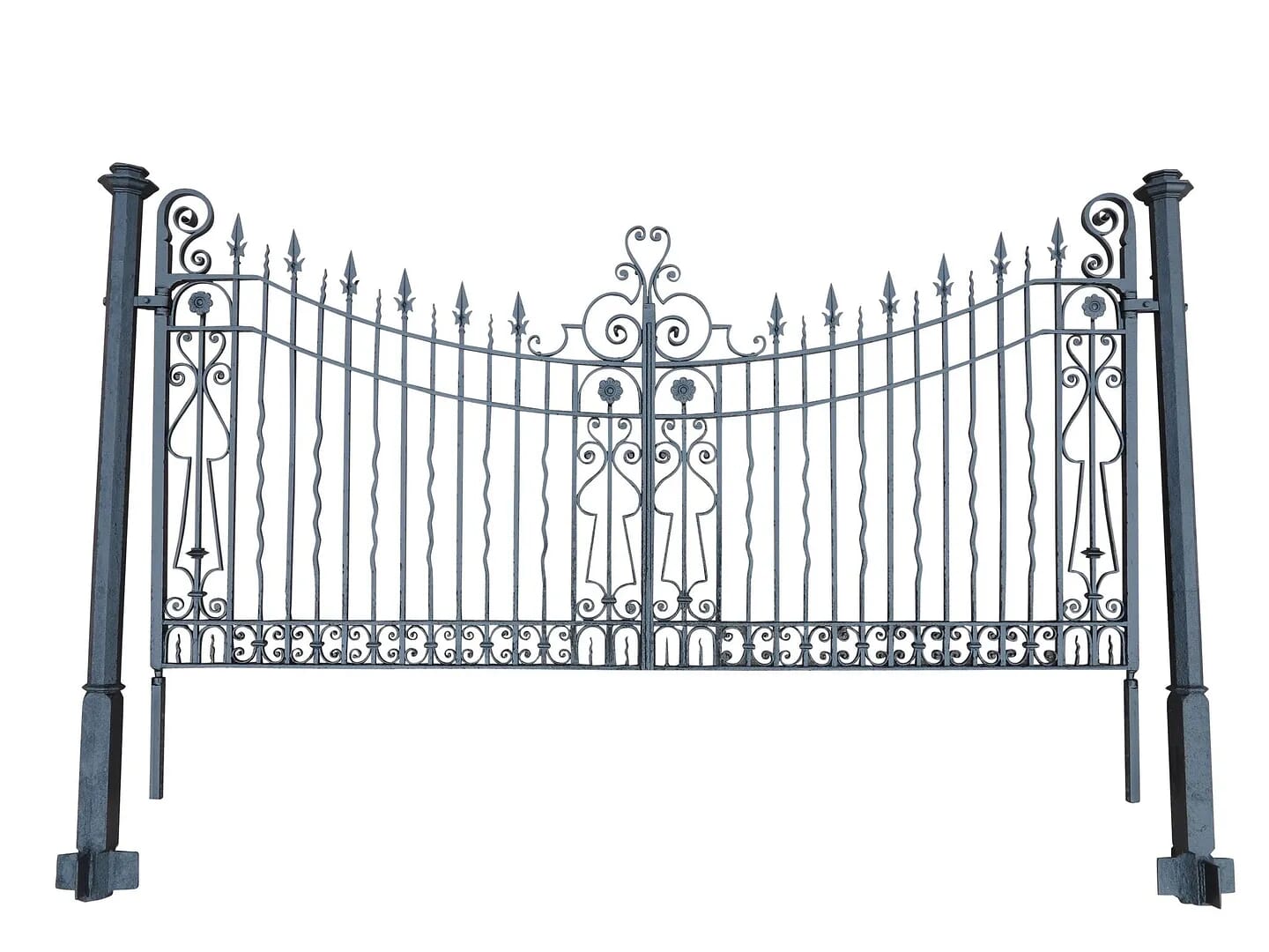 Pair of Victorian Wrought Iron Driveway Gates & Posts - 8880