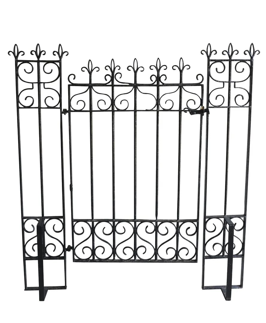 Original Vintage Iron Pedestrian Gate and Posts - 8297b