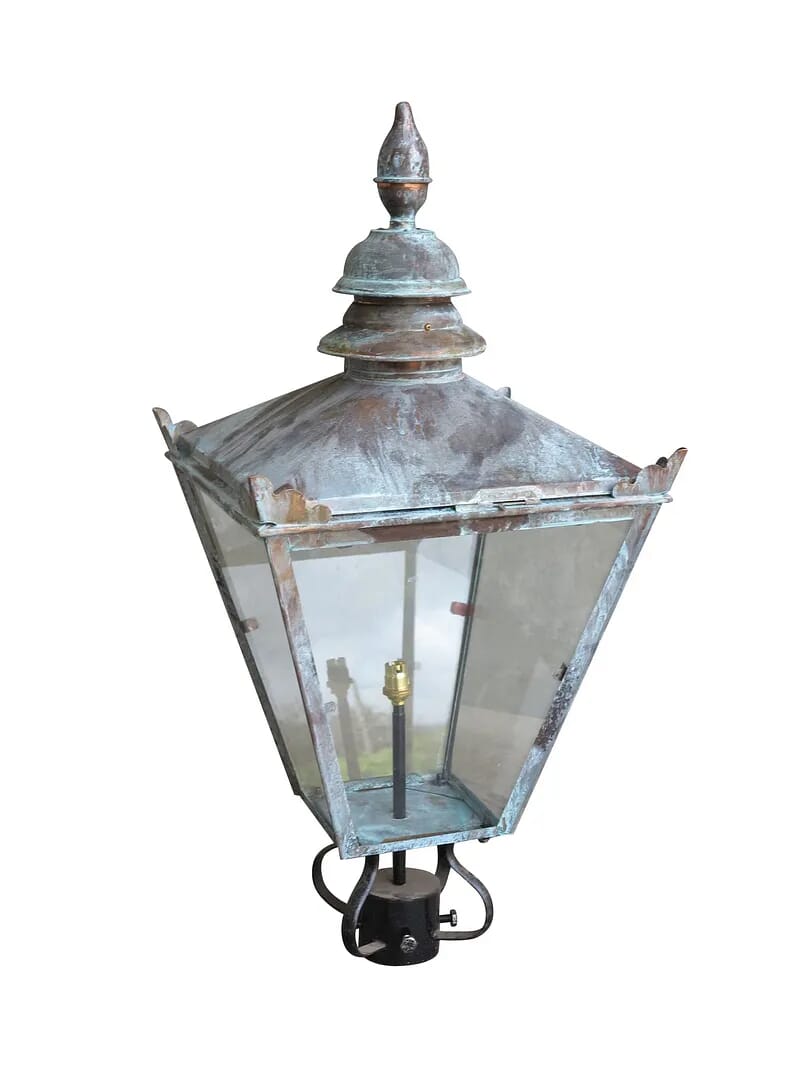 Ex Display Copper Outdoor Lantern with Glass Panels - COPL