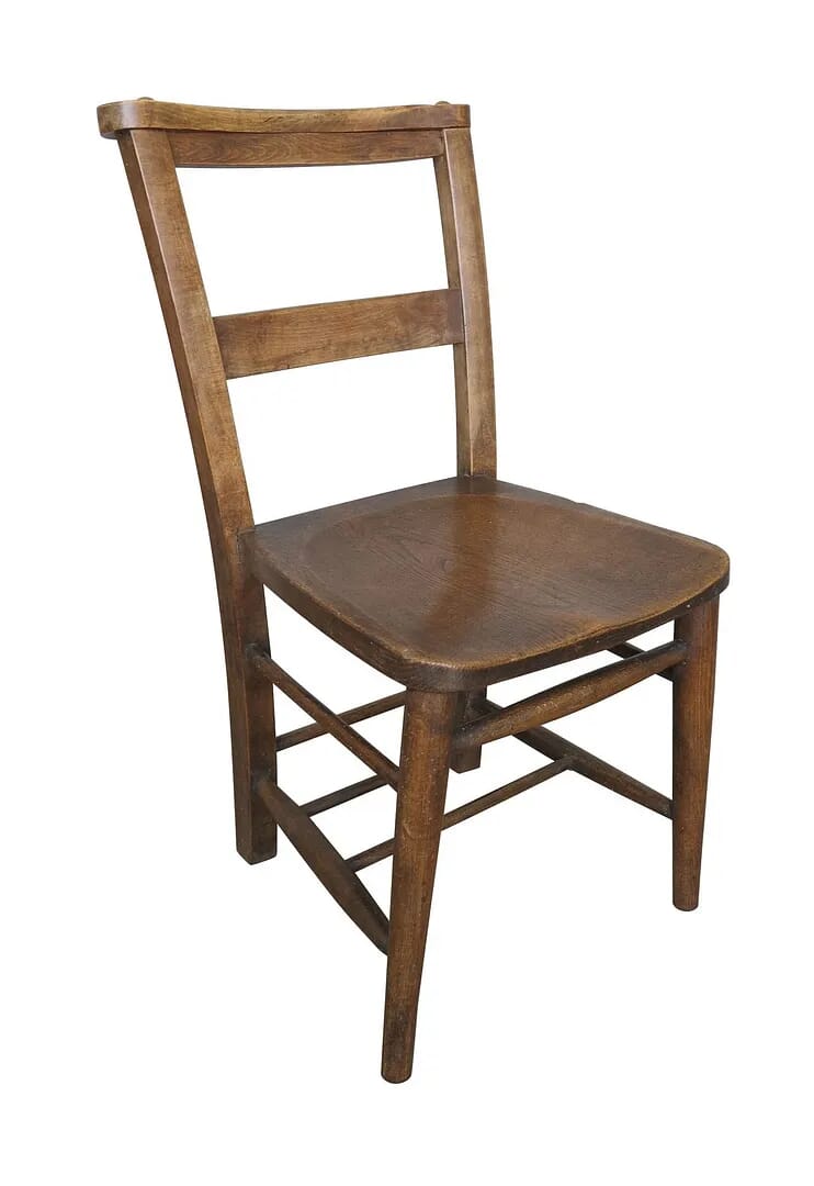 Antique Dark Church Chairs Without Bible Backs - 8853d
