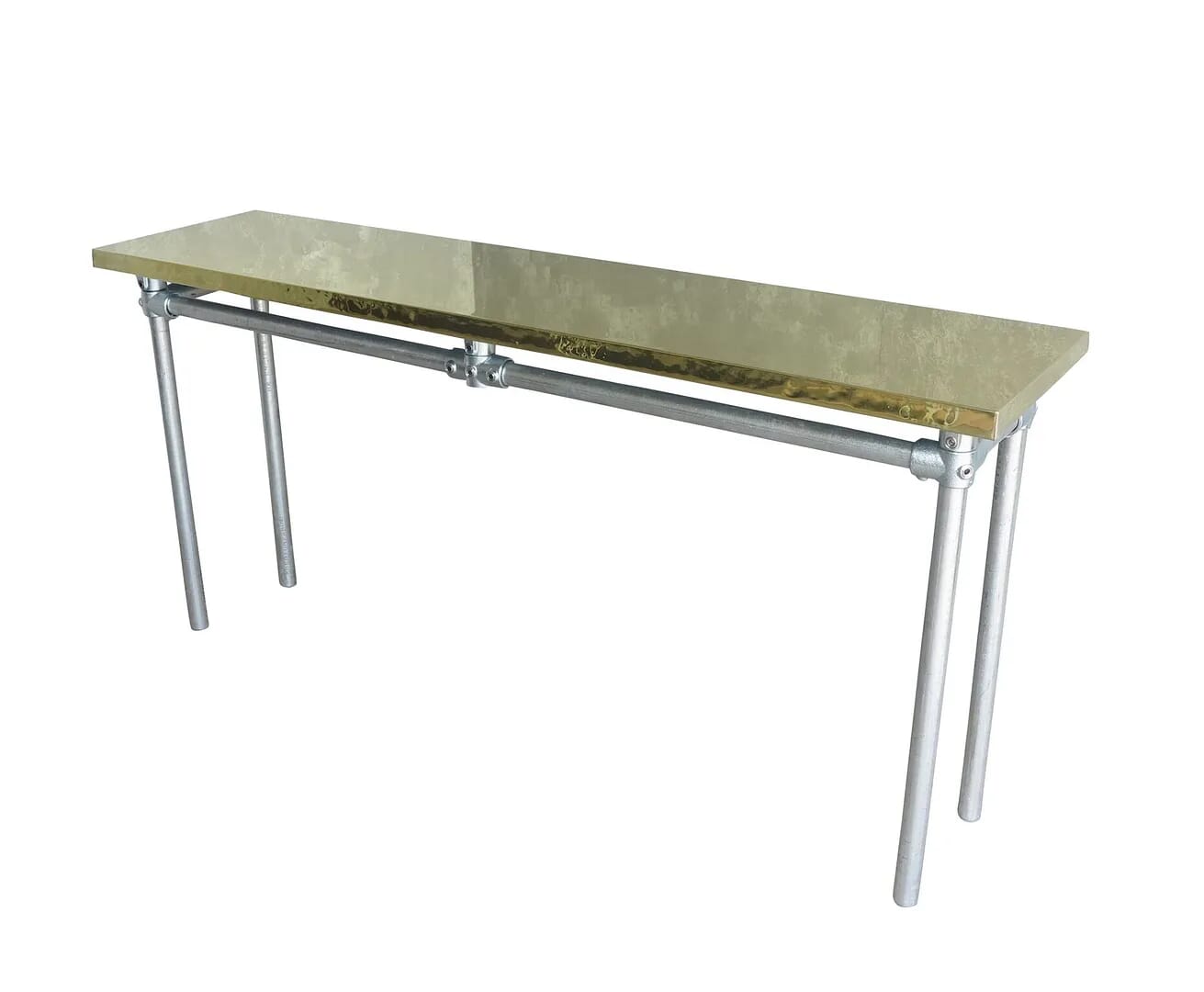Bespoke Natural Brass Top Table & Galvanised Base - D1565