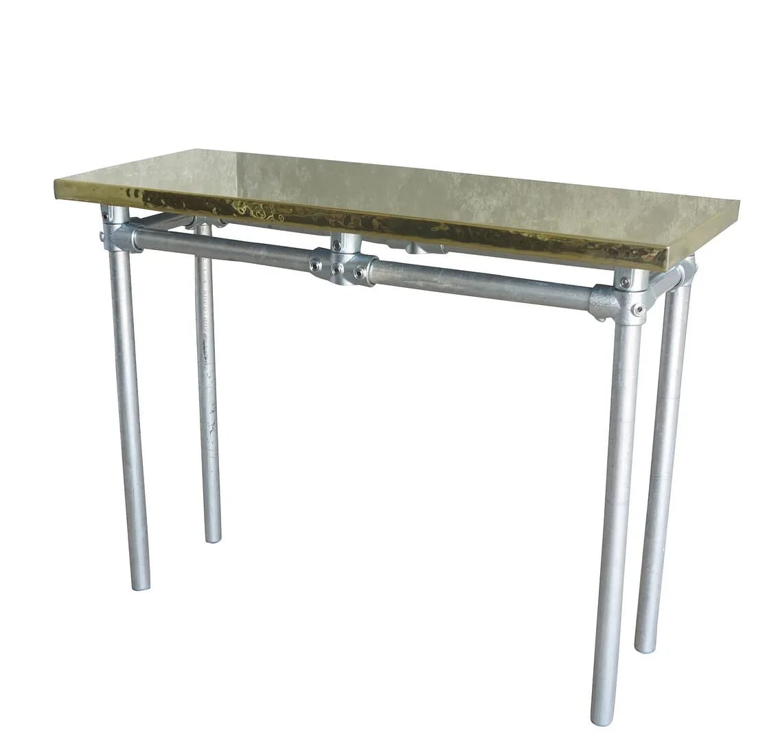 Bespoke Natural Brass Top Table & Galvanised Metal Base - D1566