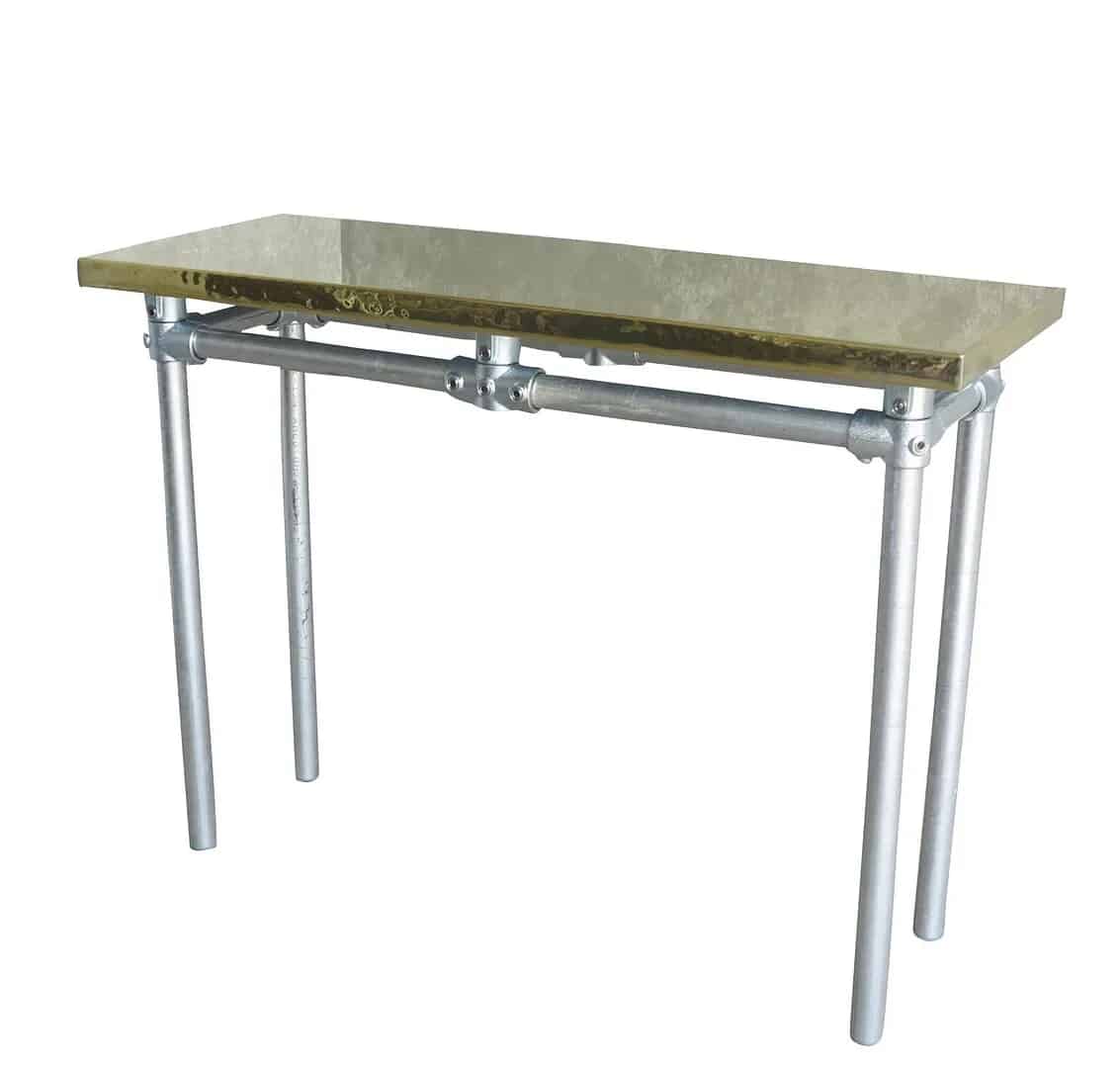 Bespoke Natural Brass Top Table & Galvanised Metal Base