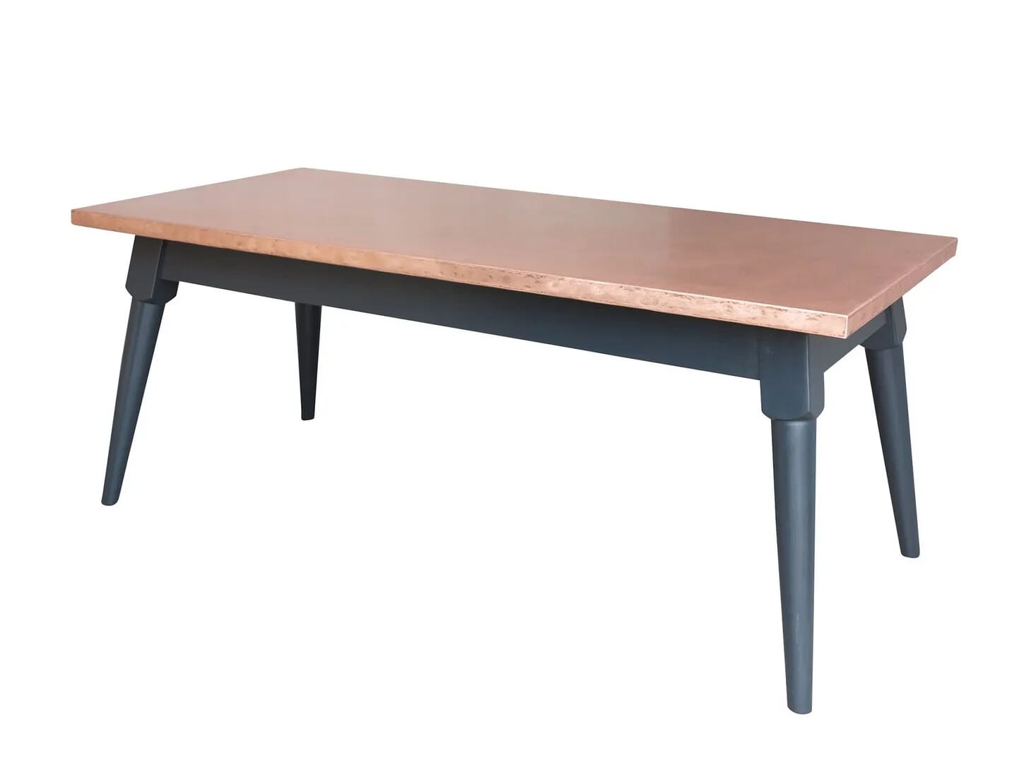 Matt Copper Top Table On a Splayed Leg Painted Base - D1569