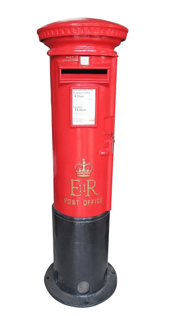 Original Red Cast Iron Elizabeth II Post Office Pillar Box - 8898