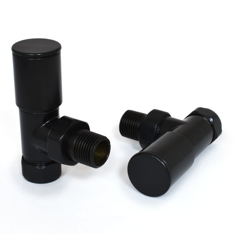 Pair of Milan Jet Black Angled Radiator Valves - Milajb