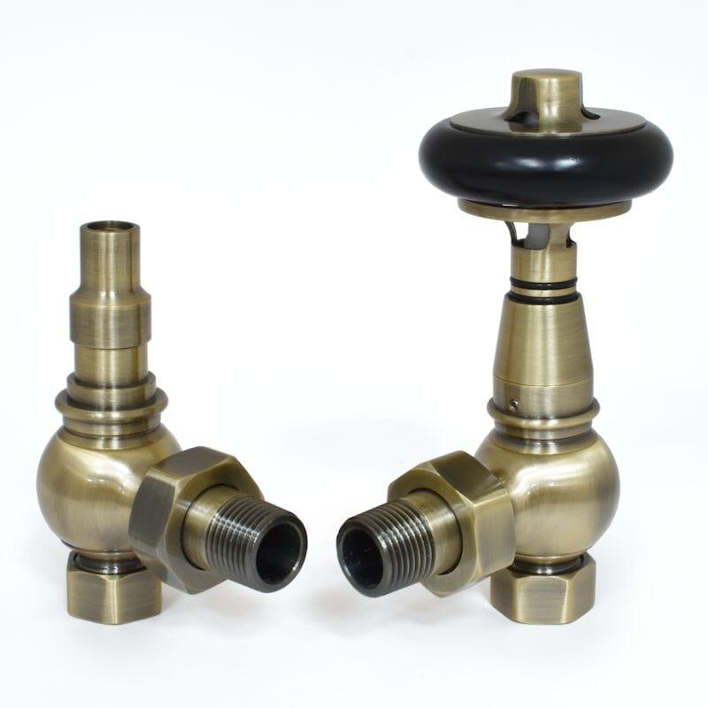 Amberley Antique Brass Finish Cast Iron Radiator Valves  - Ambab