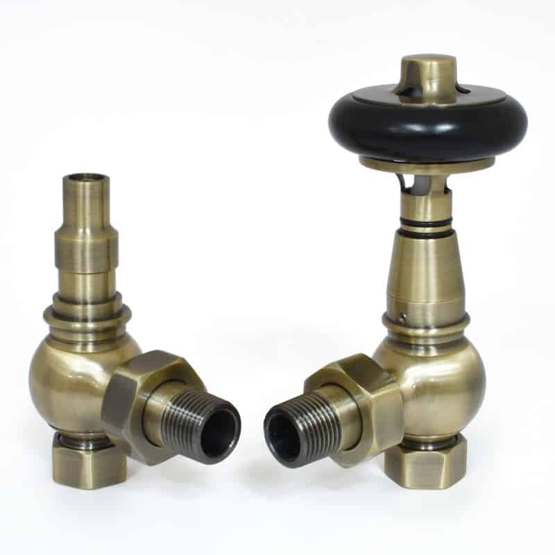 Pair Of Amberley Antique Brass Thermostatic Valves