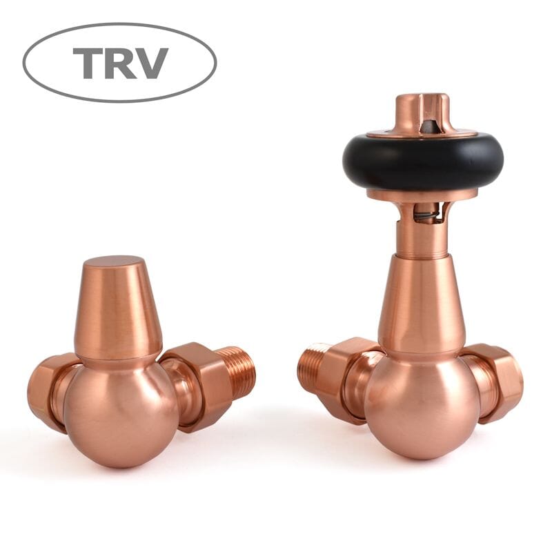 Pair Of Faringdon Corner Brushed Copper Radiator Valves - Farbccort