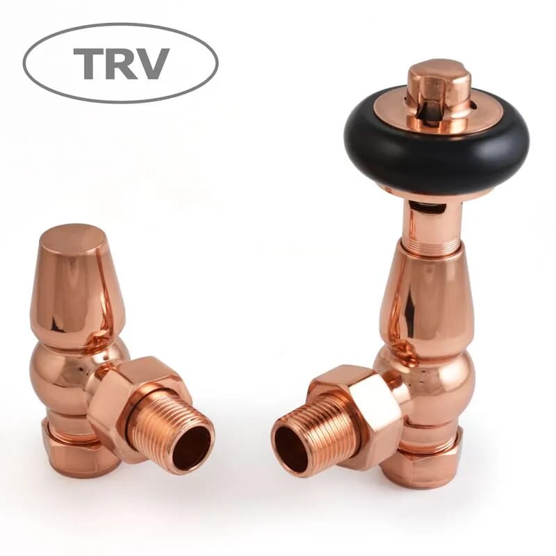 Polished Copper Thermostatic Faringdon Radiator Valves - Farpc