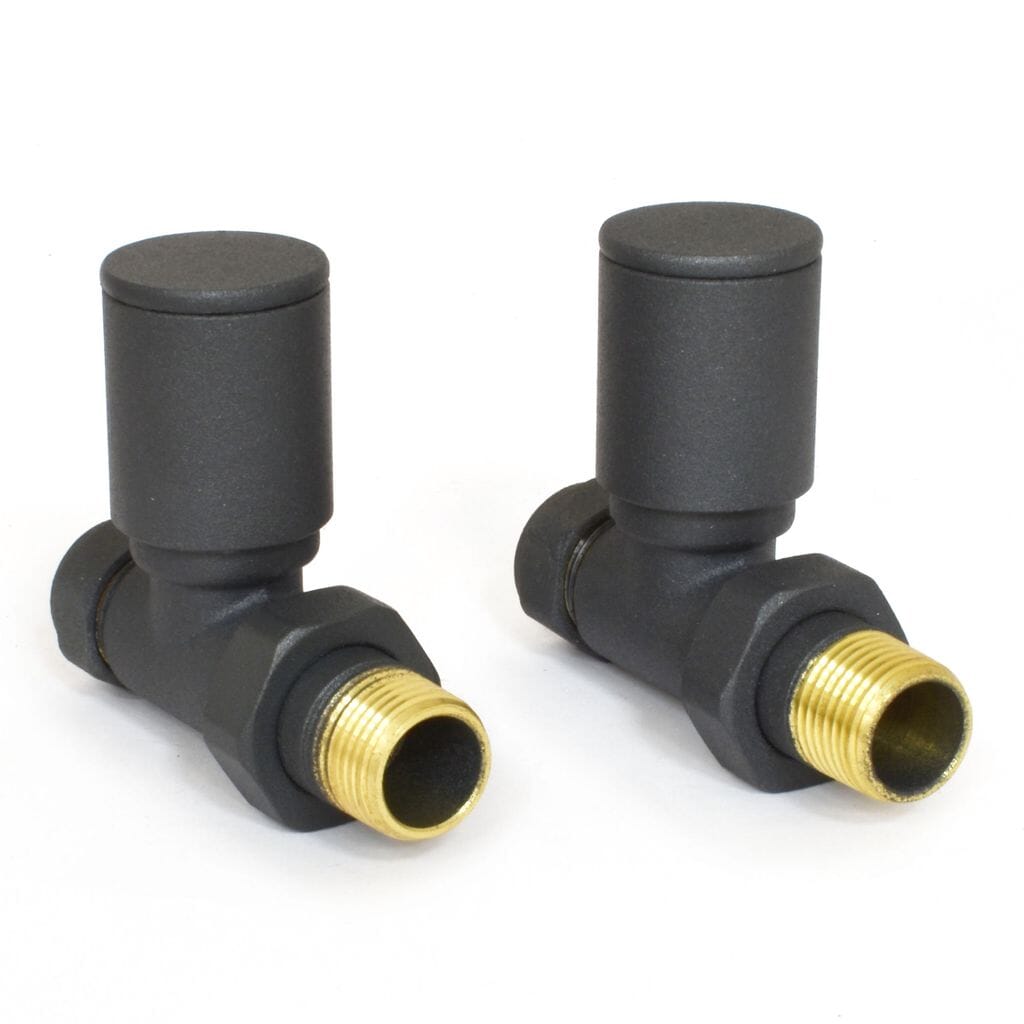 Pair of Milan Anthracite Straight Radiator Valves - Milaas