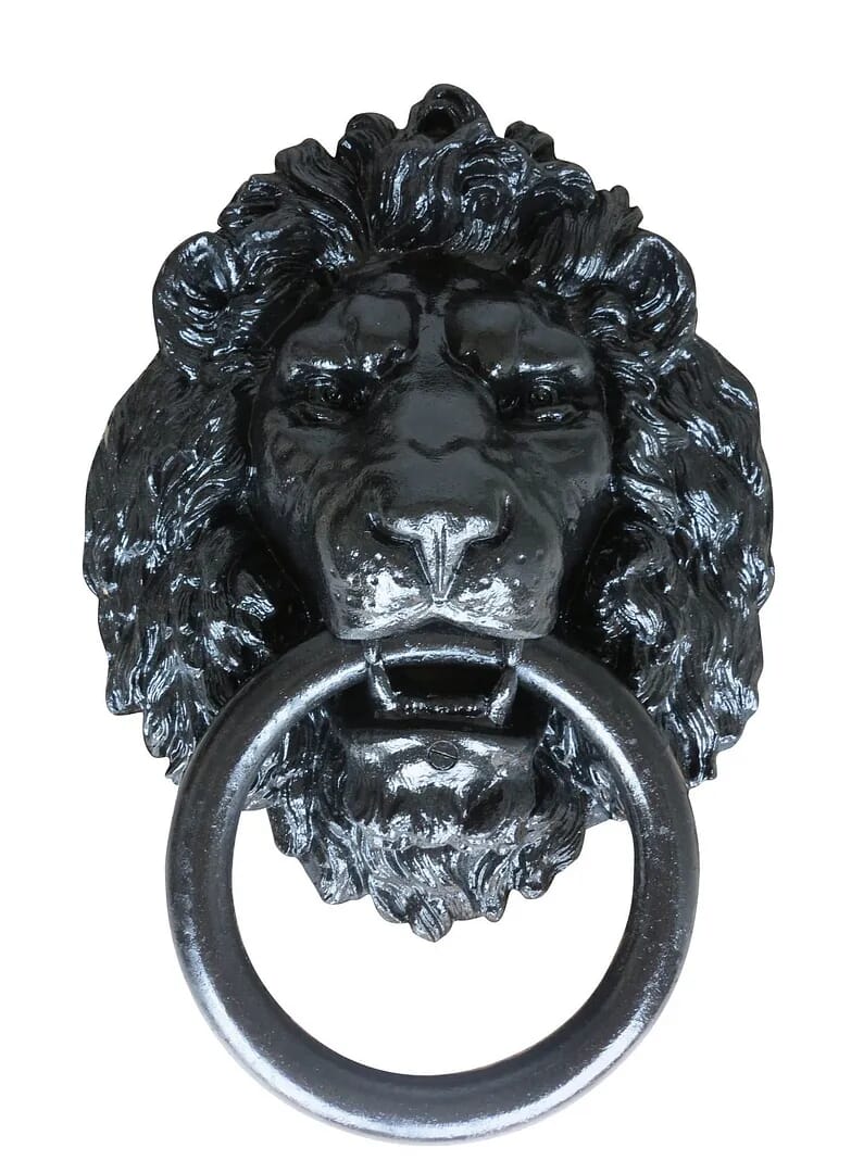 Rare Enormous Cast Iron Lion Head Mooring Ring - 8937