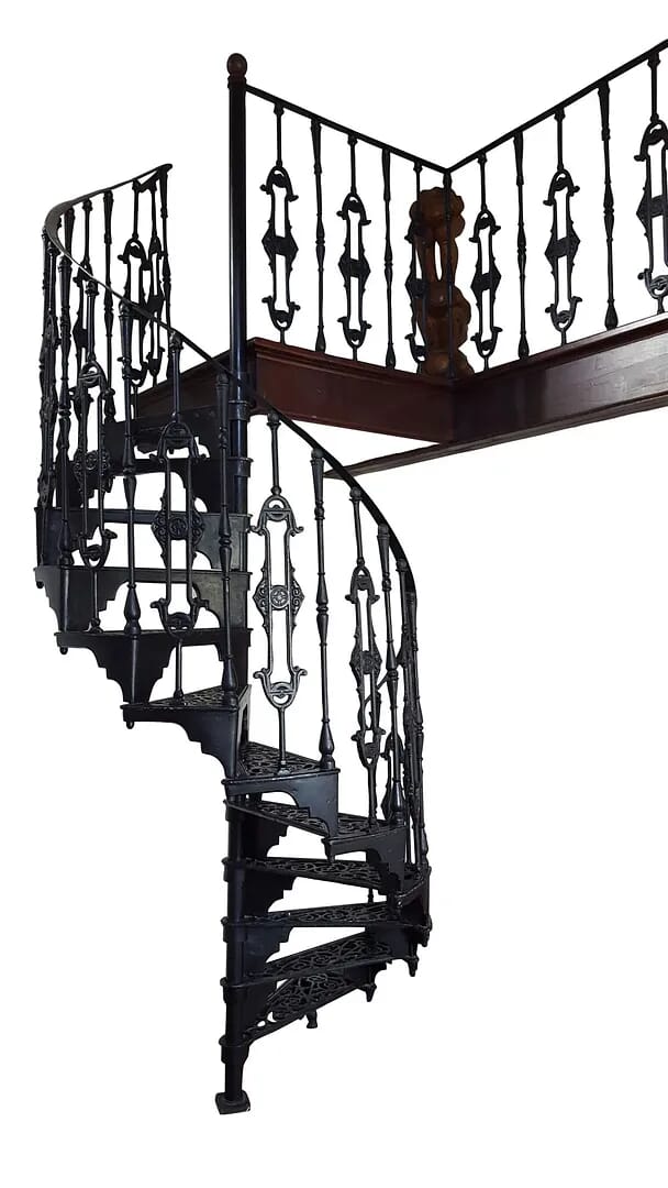 Decorative Black Metal Spiral Staircase With Large Balcony - 8963