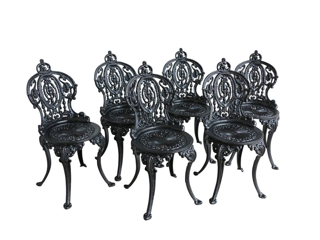 Set of 6 Cast Iron Vintage Garden Outdoor Chairs - UK863