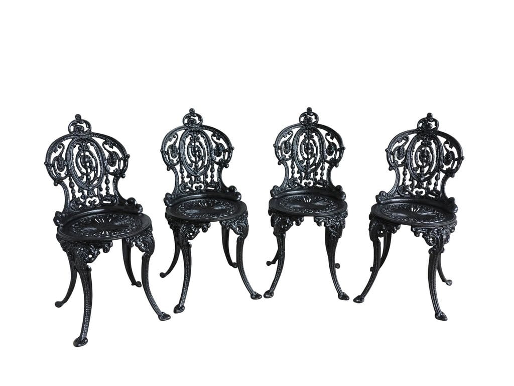 Set of 4 Vintage Cast Iron Garden Outdoor Chairs - UK864