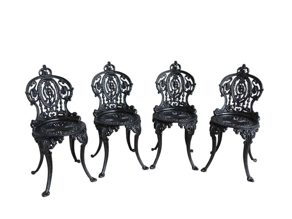 Set of 4 Vintage Cast Iron Garden Outdoor Chairs