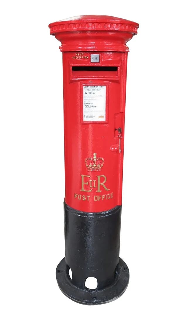 Red Cast Iron Elizabeth II Original Post Office Pillar Box - 8792