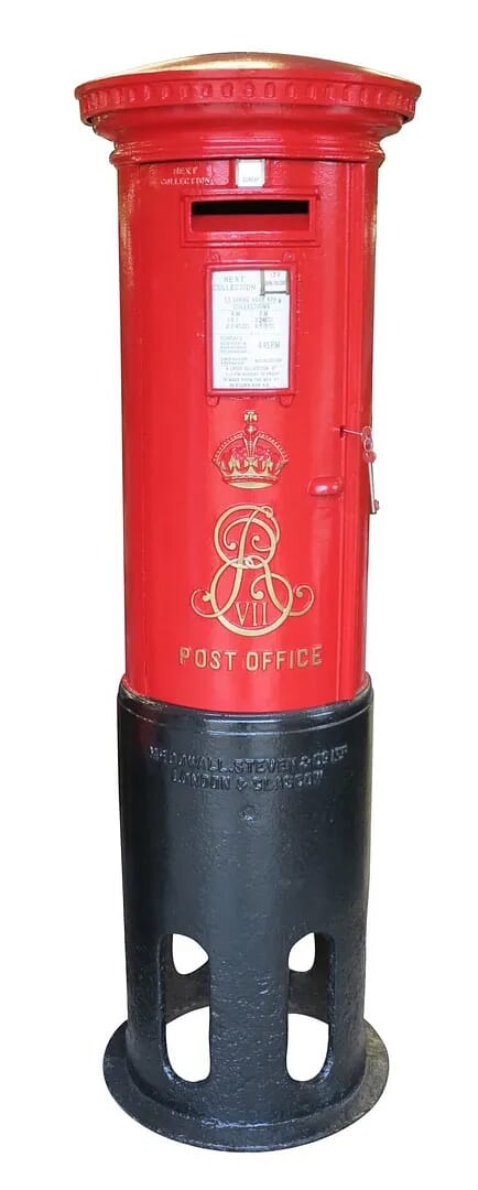 Red Cast Iron Original Edward 7th Post Office Pillar Box - 8786