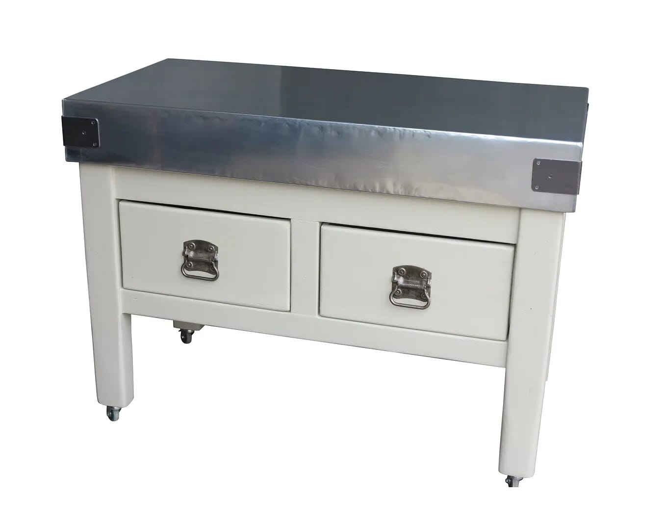 Natural Zinc Butchers Block Top With Sliding Drawers - 7304
