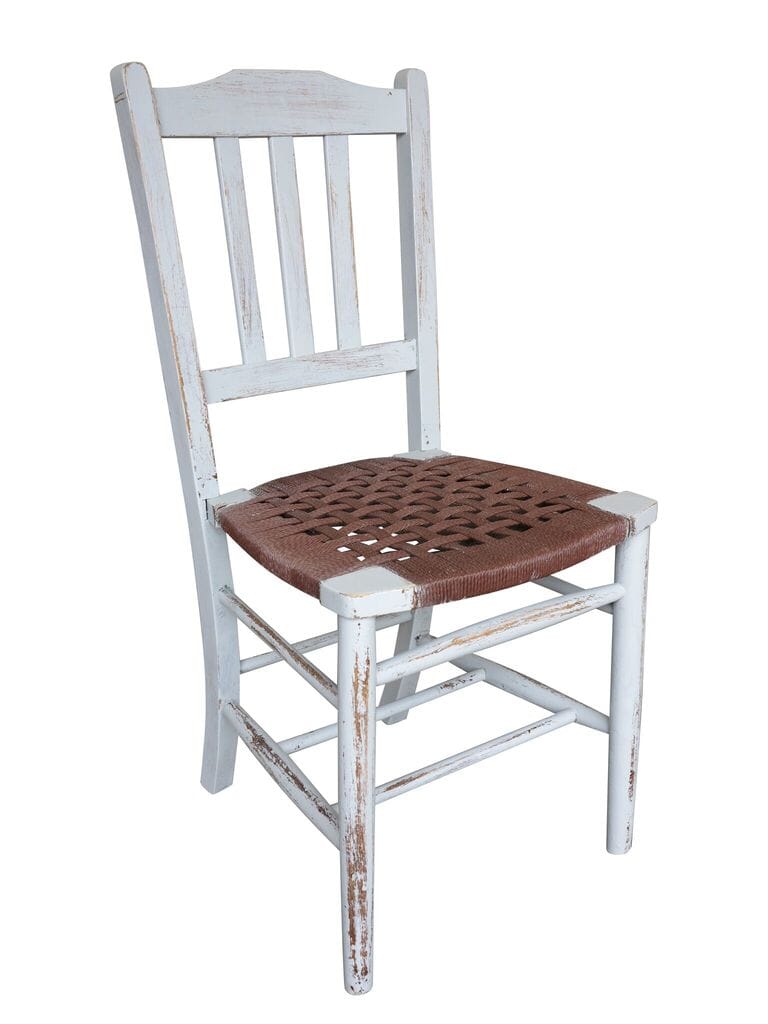 Antique Distressed Woven Seated Church Chairs - 8475c