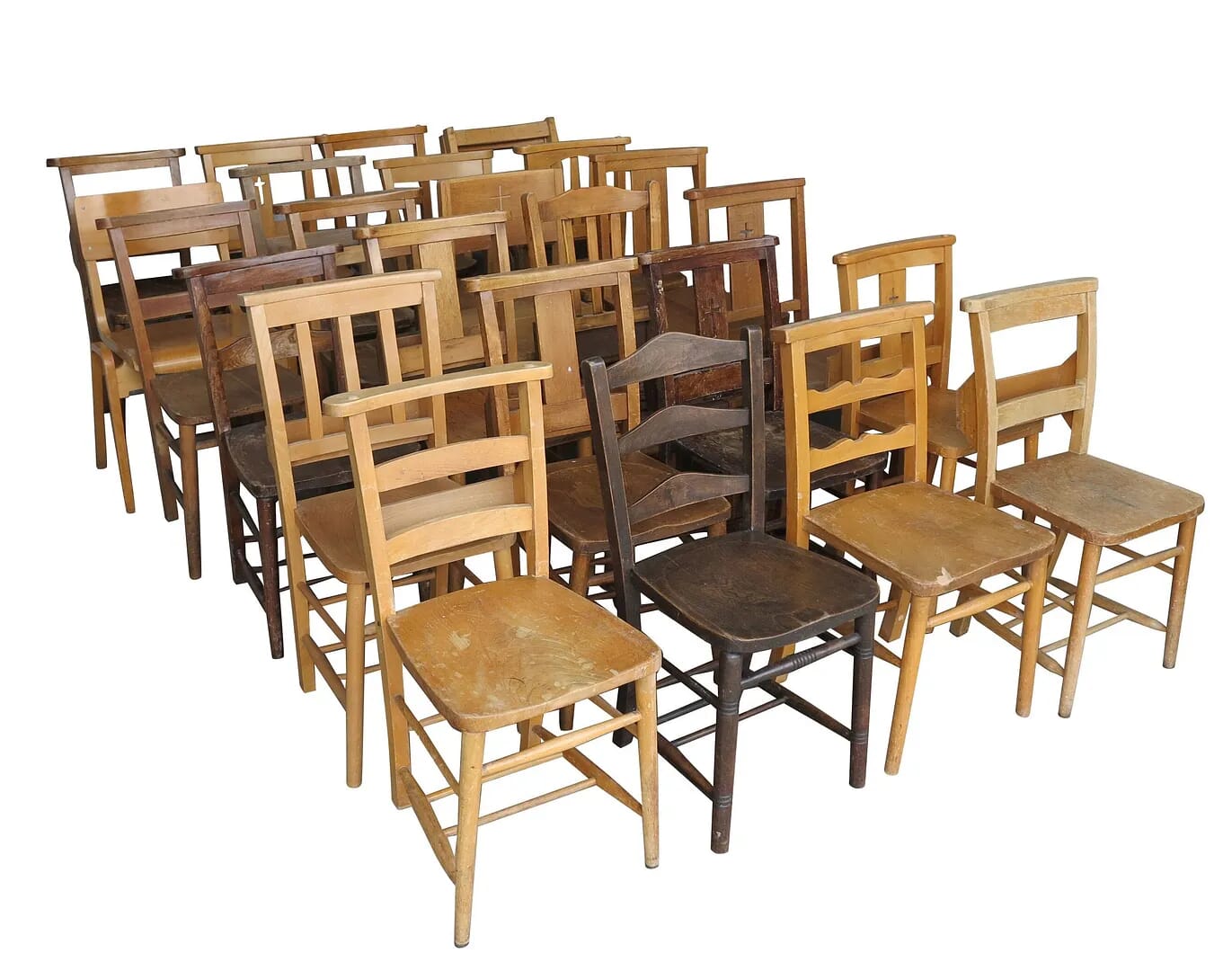 Batch of 25 Stacking Chairs and Church Chairs - Require Repairs - 8979