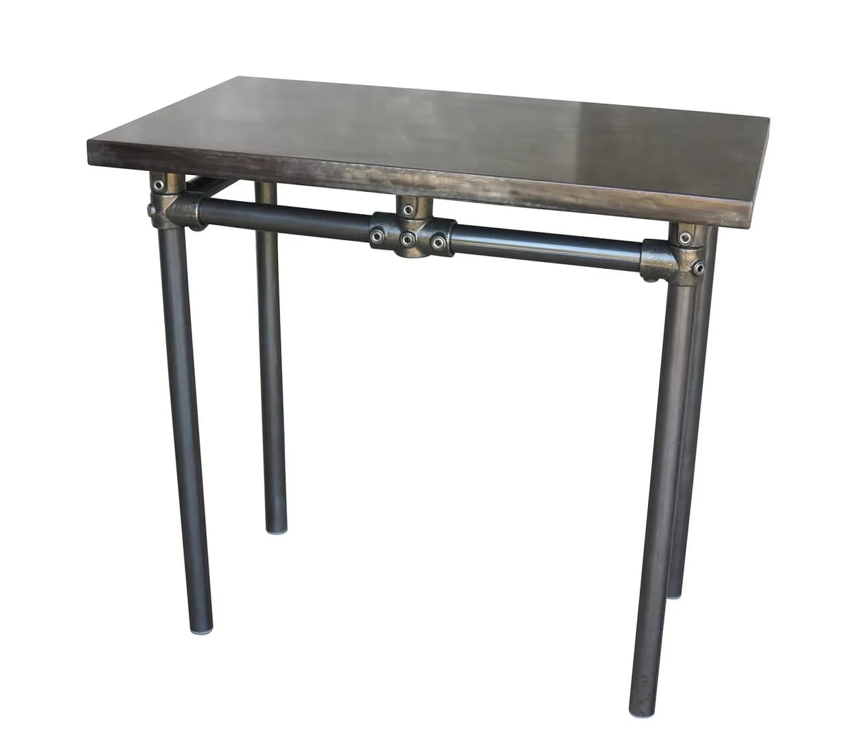 Bespoke Antiqued Zinc Top Table & Dark Metal Base - D1589