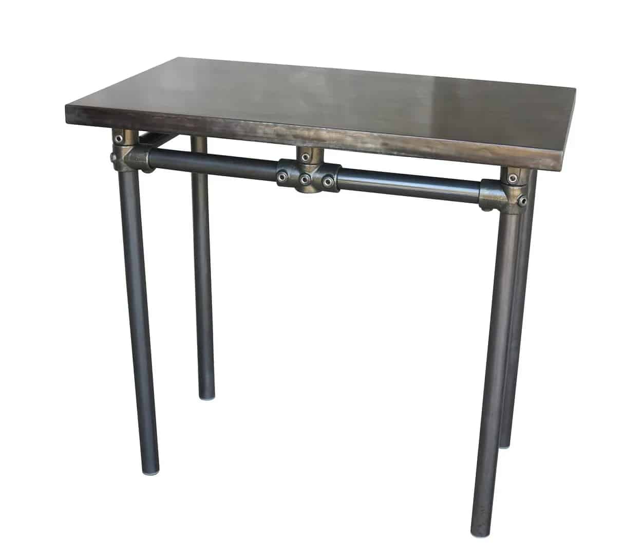 Bespoke Antiqued Zinc Top Table & Dark Metal Base