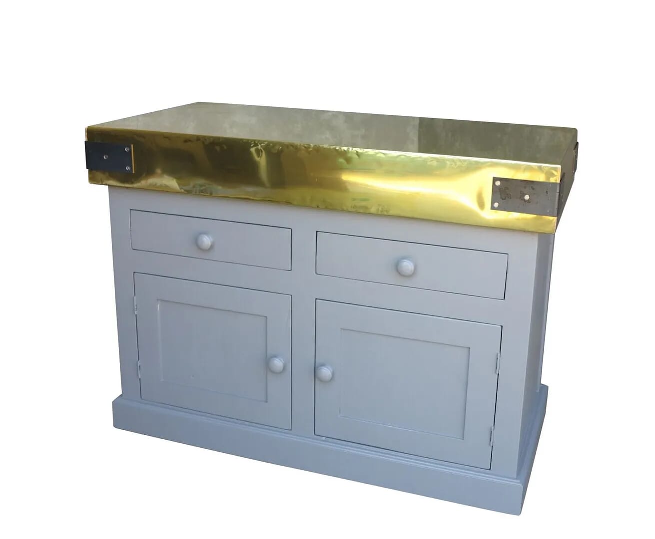 Natural Brass Butchers Block Top With Drawers & Cupboards - 8983