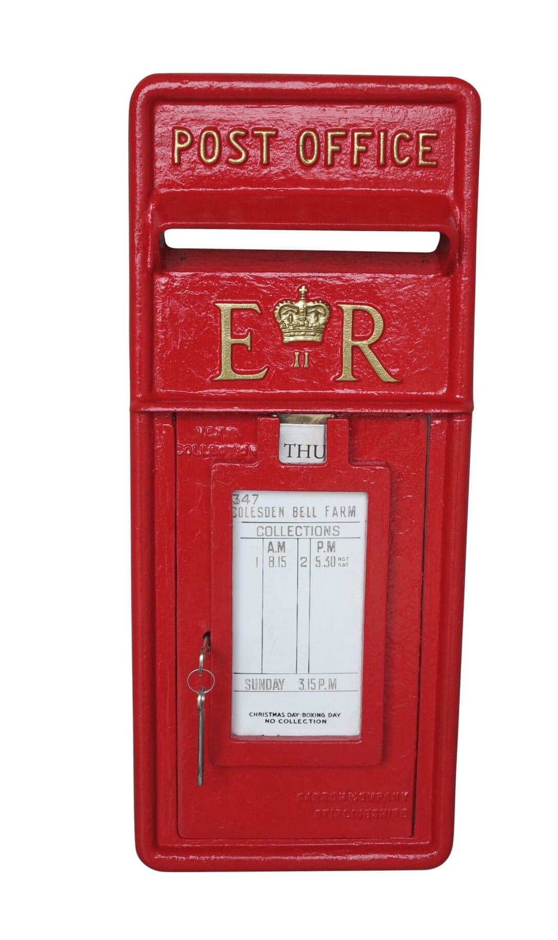 Original Post Office Red ER Post Box Front - 8879