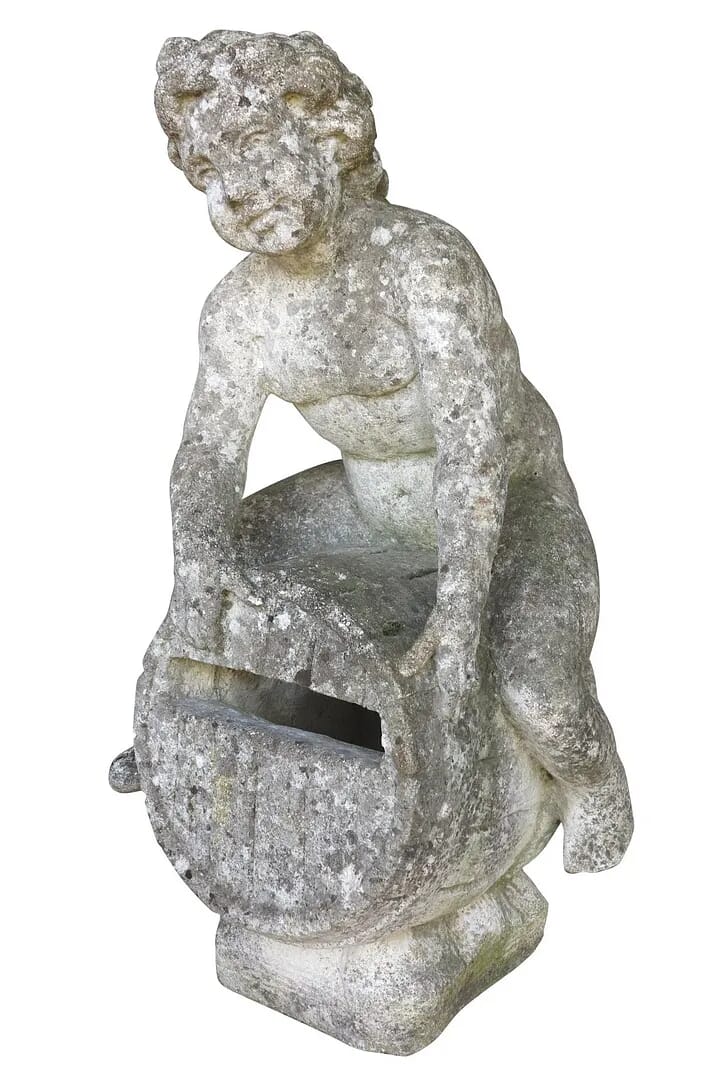 Garden Reconstituted Stone Boy on Barrell Letter Box - 9002