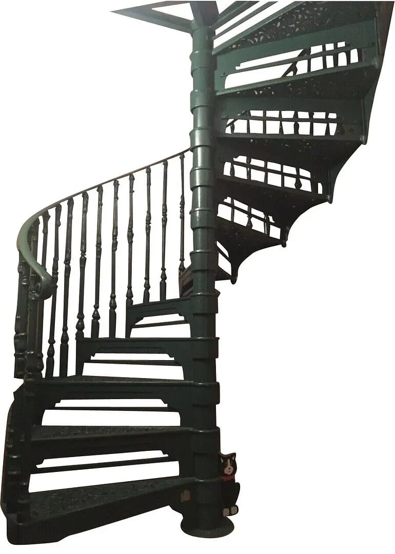 Substantial Cast Iron Spiral Staircase With Balcony Railings - 8988