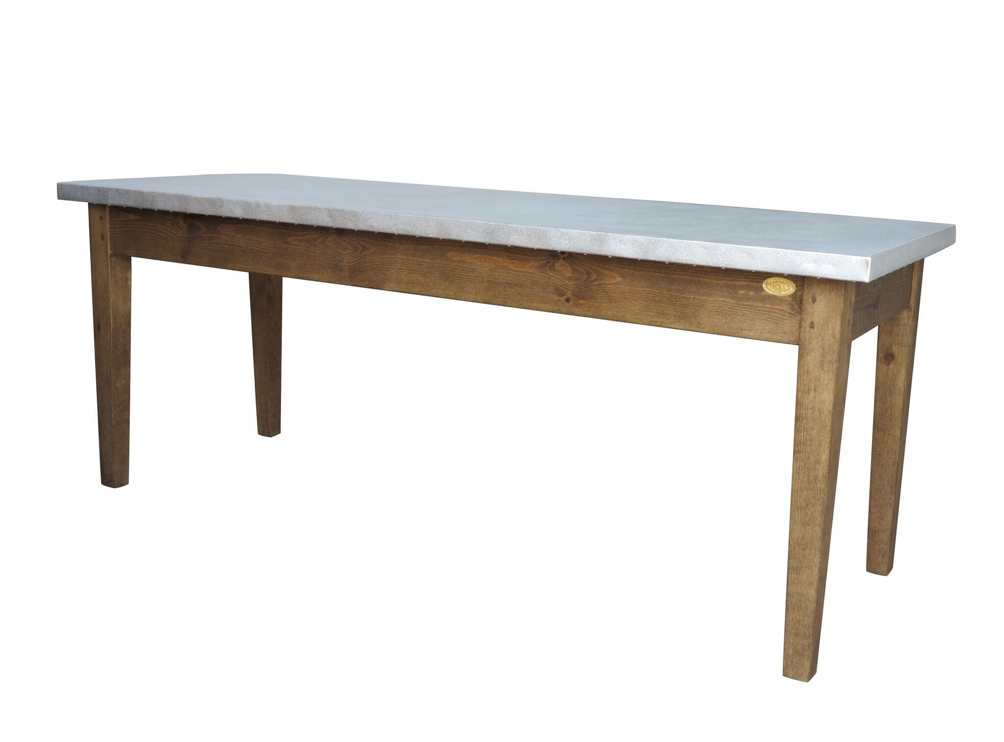 Handmade Matt Zinc Kitchen Table With Wooden Base - D1601