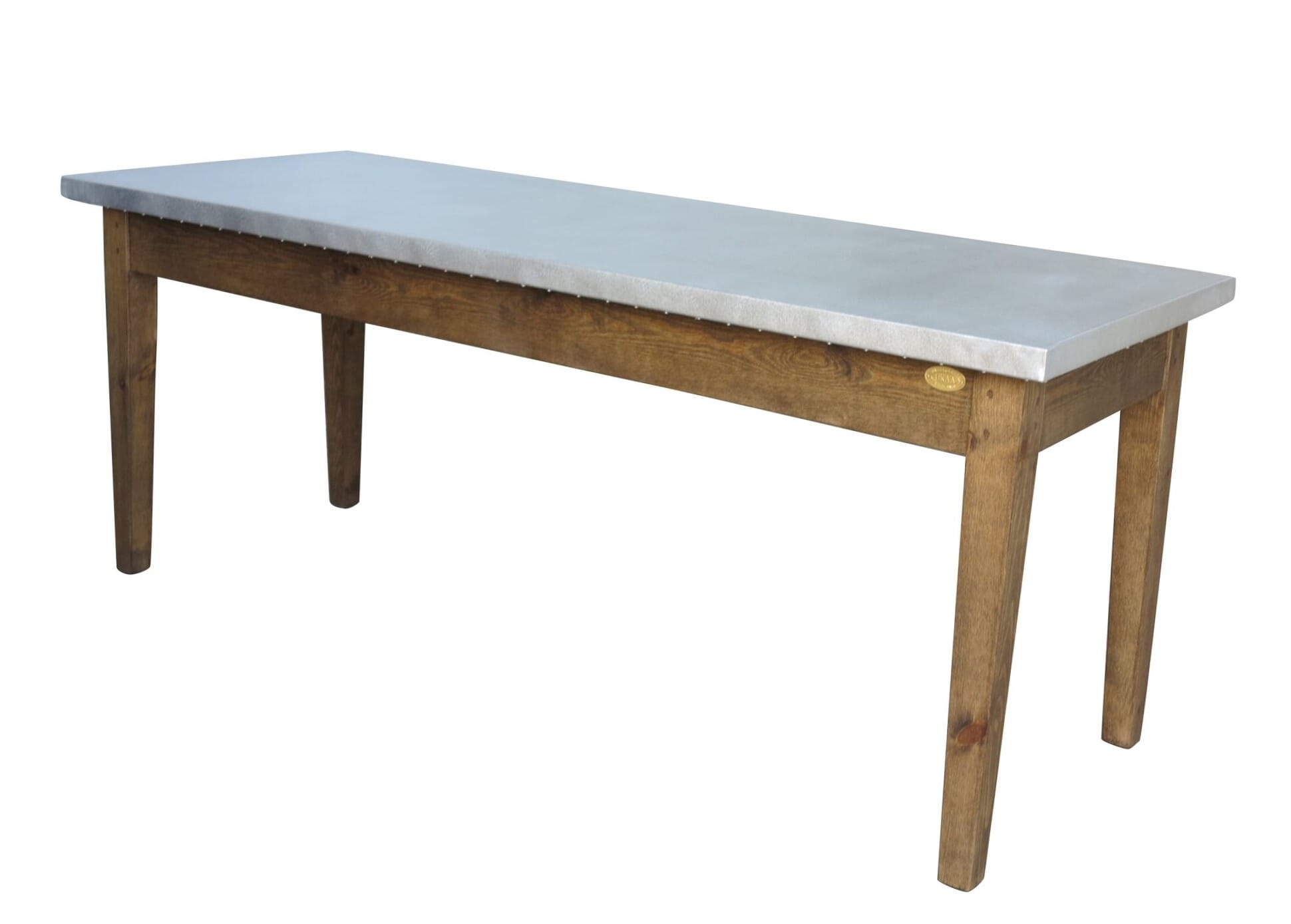 Bespoke Matt Zinc Kitchen Table With Wooden Base - D1603