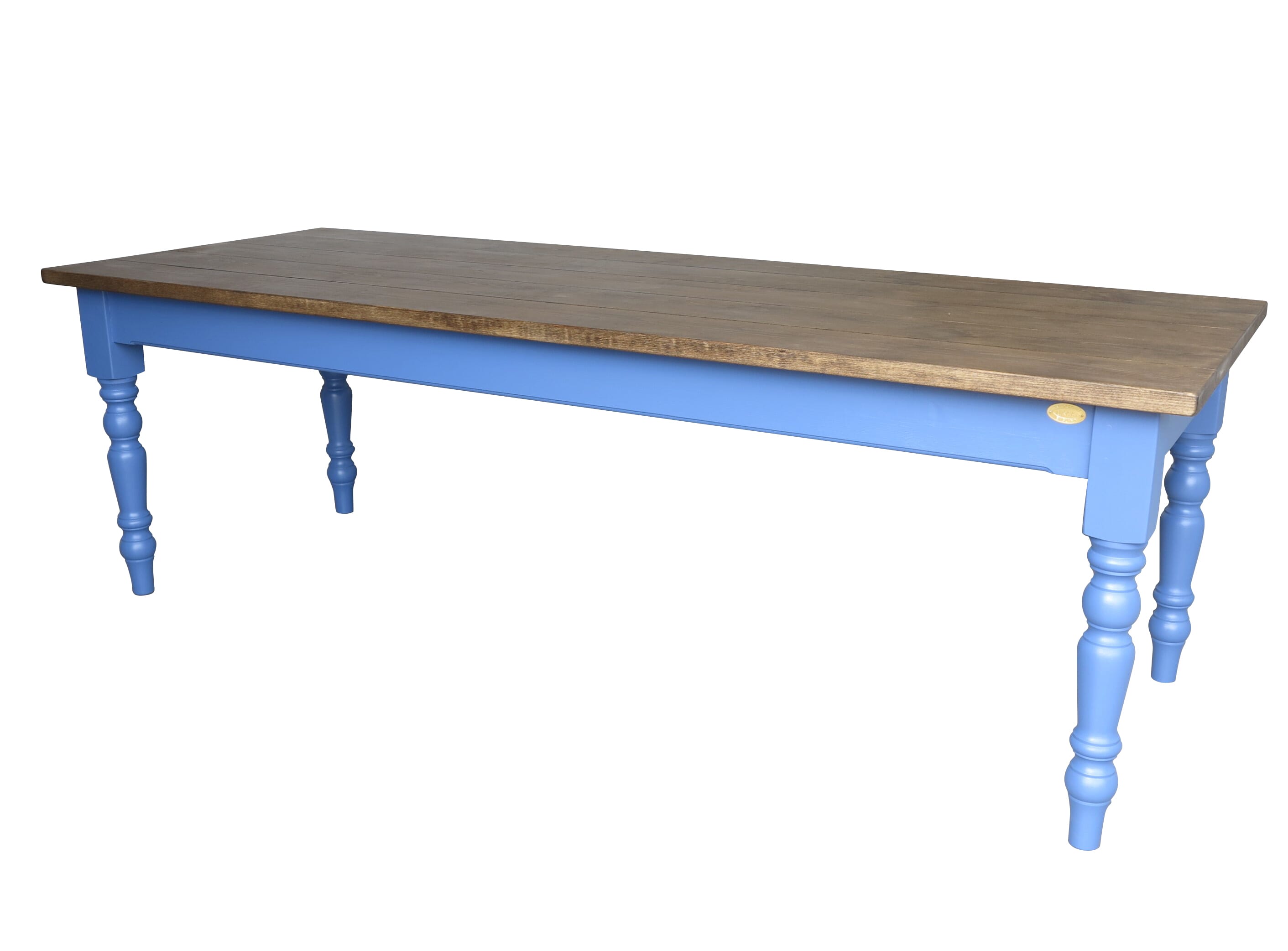Bespoke Pine Farmhouse Kitchen Table with Dark Top - D1604