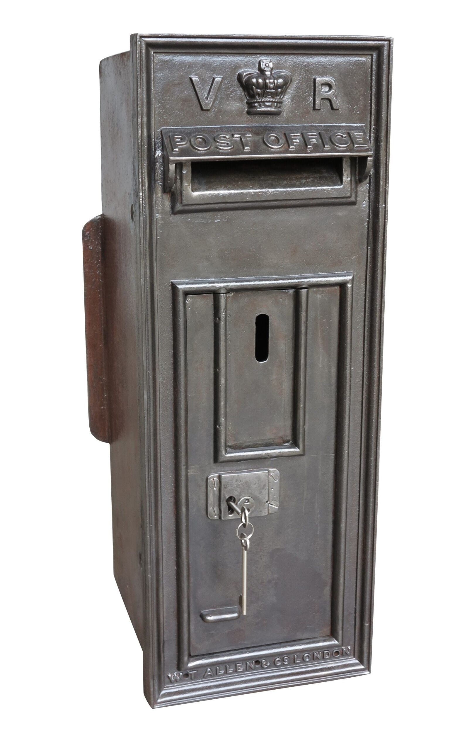 Polished Cast Iron Queen Victoria Wall Mounted Post Box - 8437