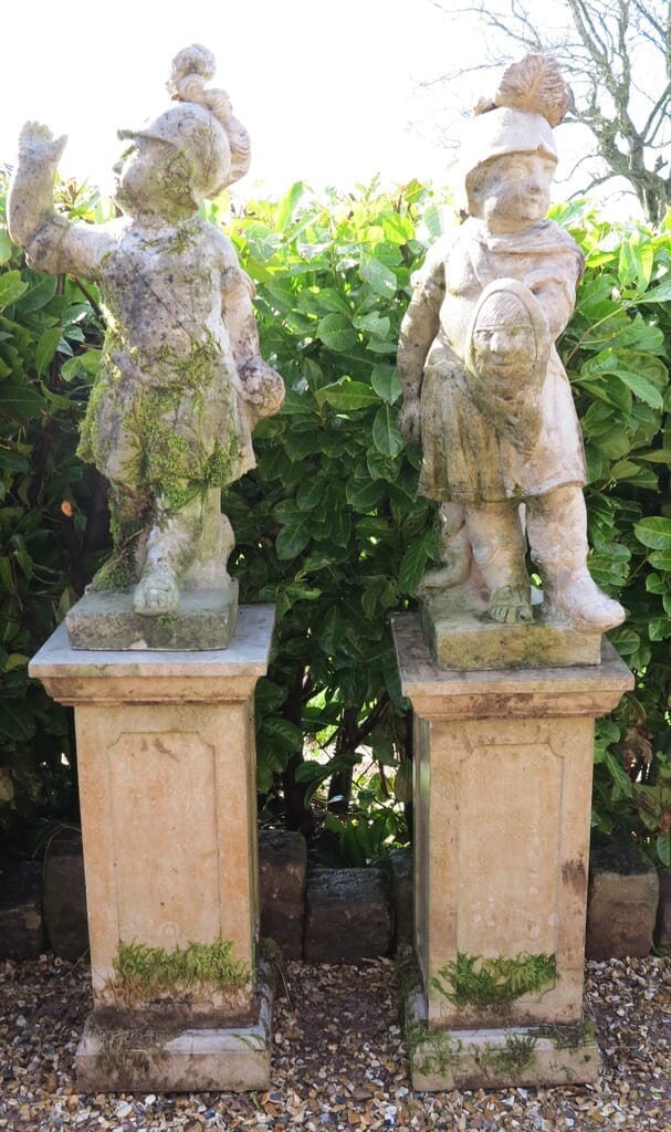 Cast Stone Roman Boy Warrior Garden Statues  - 8700