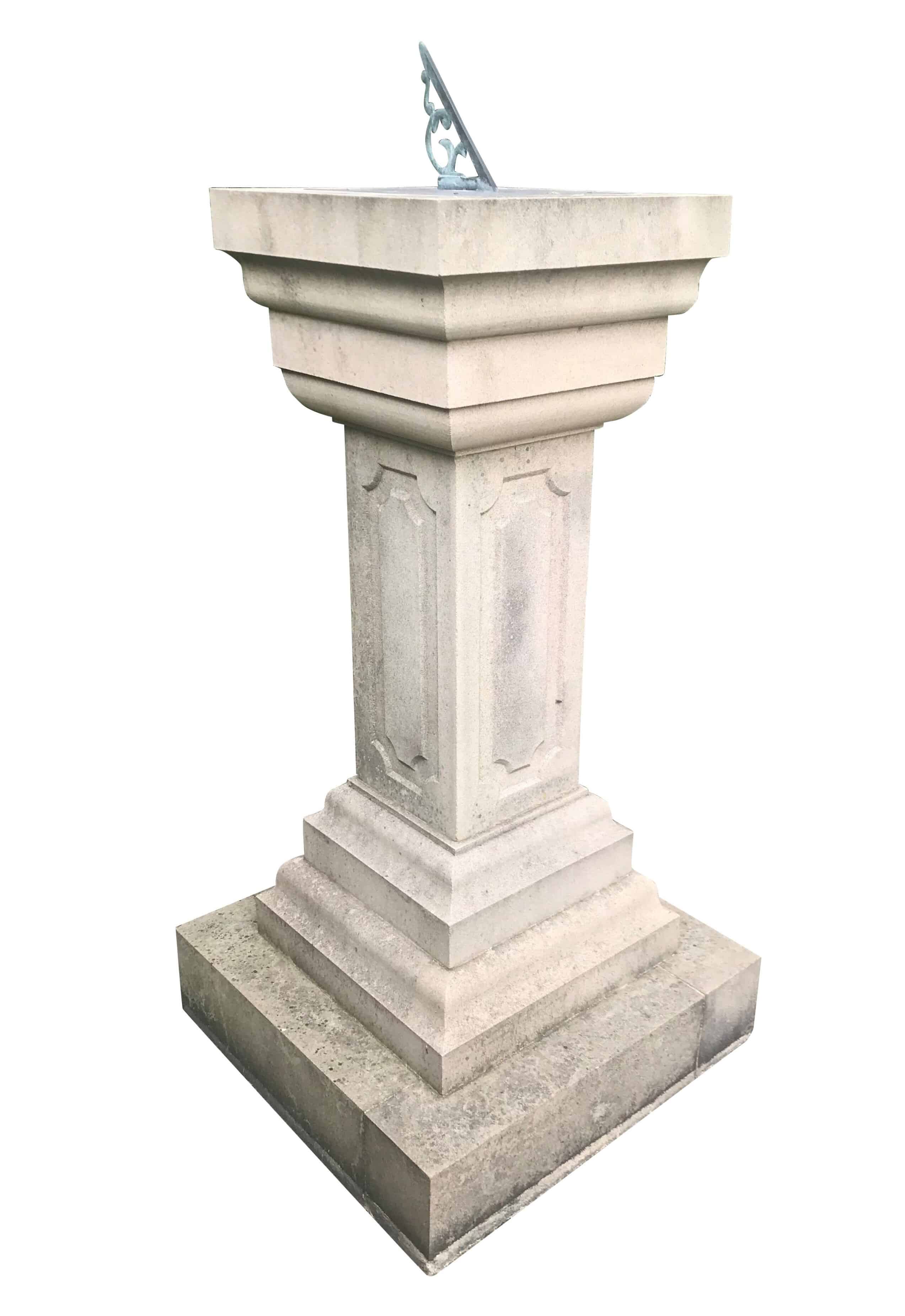 Antique Large Hand Carved Portland Stone Garden Sundial
