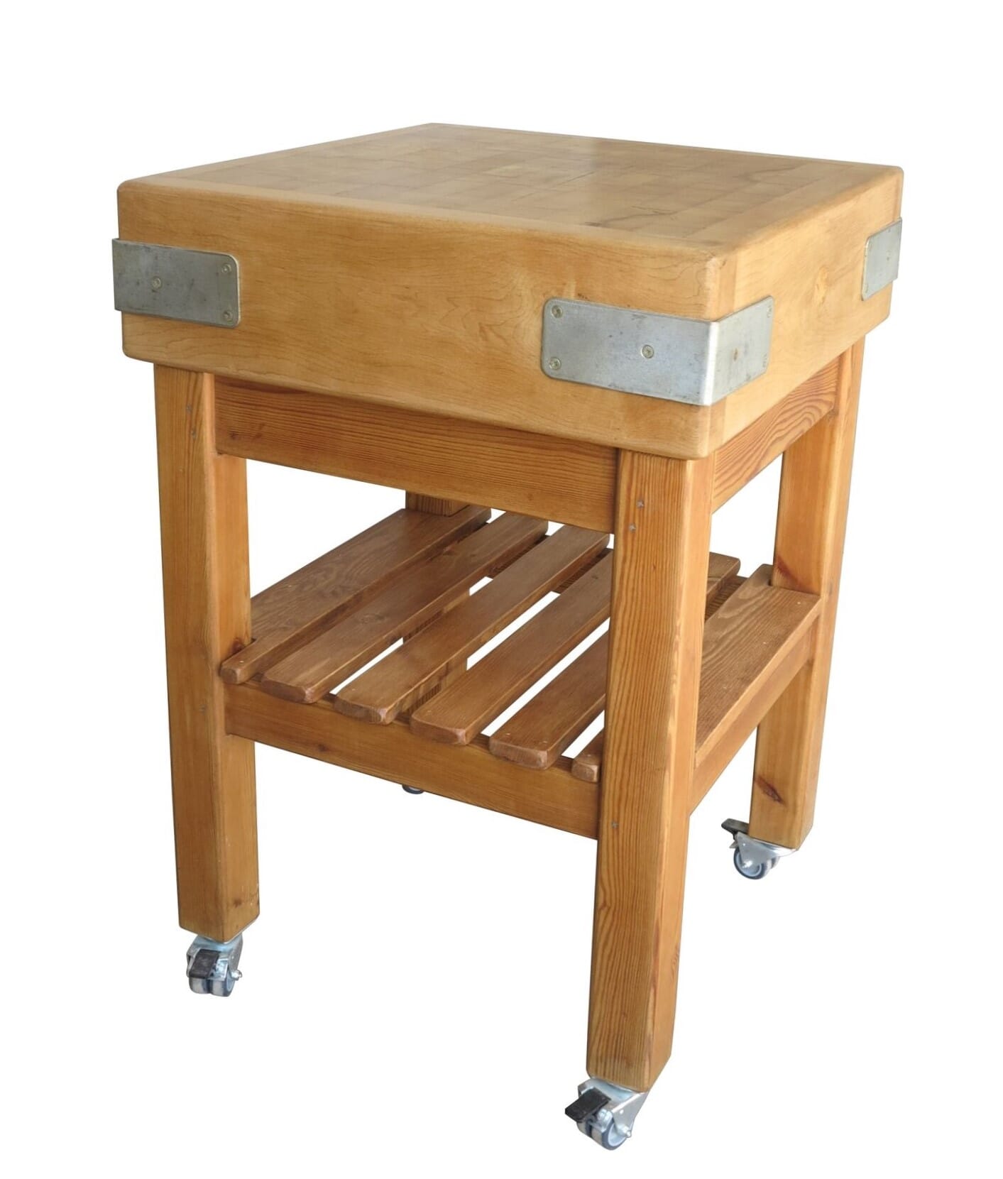 Antique Original Butchers Block on Base With Shelf - 9063