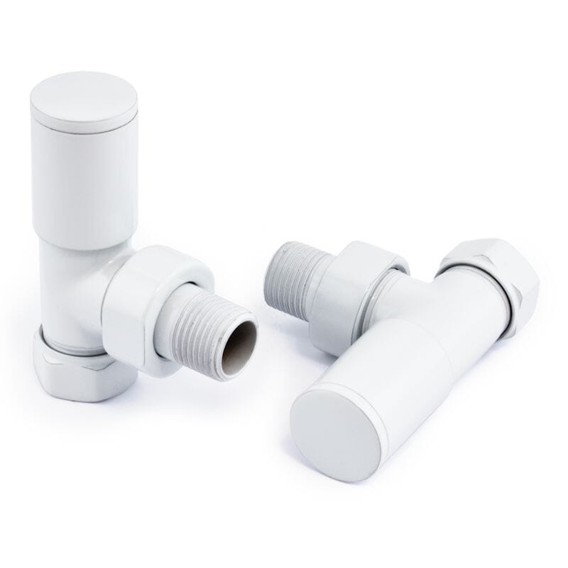Pair of Milan White Angled Radiator Valves - Milaw
