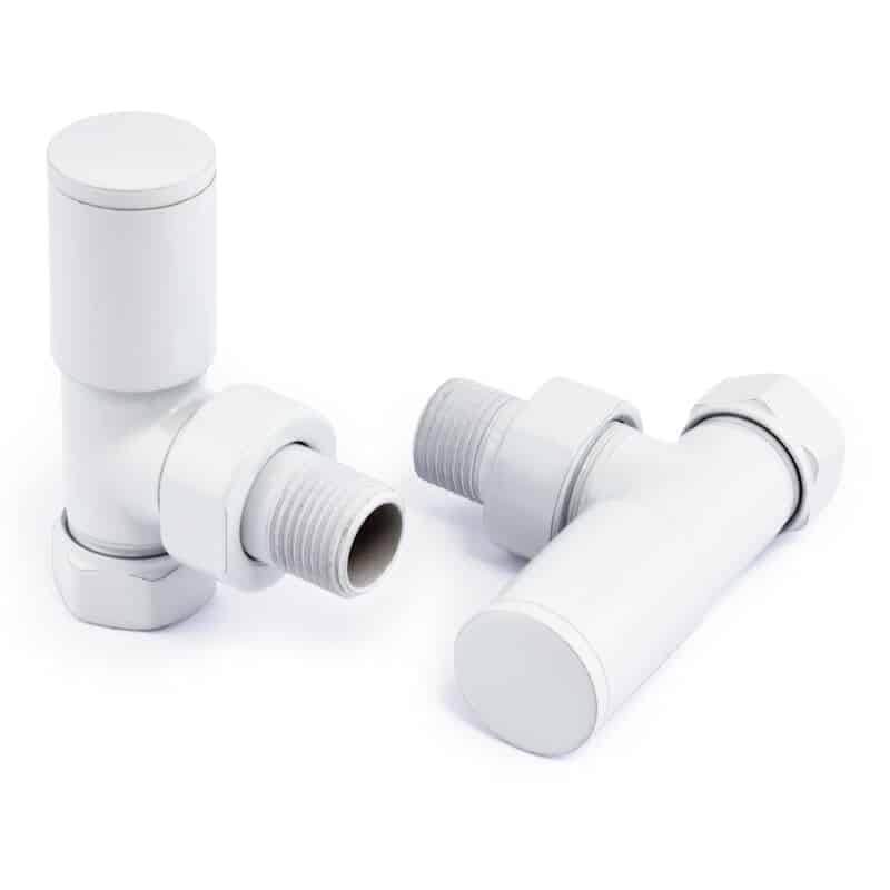 Pair Of White Angled Manual Radiator Valves